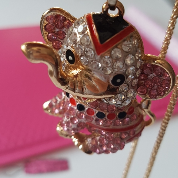 Betsey Johnson Style Necklace Elephant Crystal Pendant - Picture 8 of 8